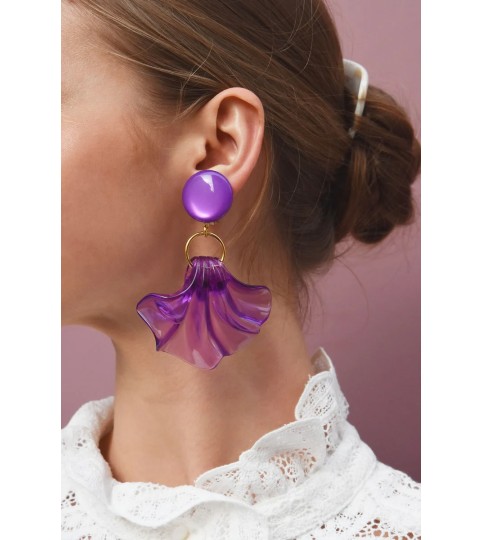 Boucles d’oreilles Amélia violet transparent  – Francine Bramli Paris