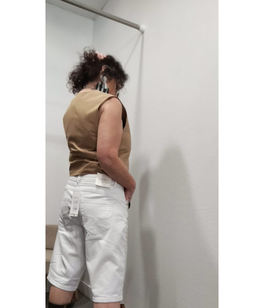 Gilet femme style garçon revisité Daryl – Rue Mazarine noisette rayé