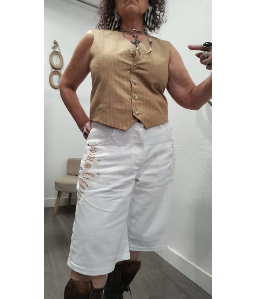 Gilet femme style garçon revisité Daryl – Rue Mazarine noisette rayé