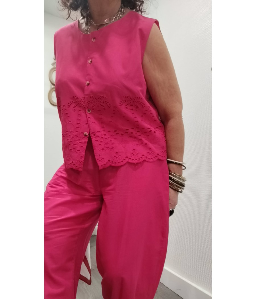HAUT – GILET GARÇON REVISITÉ FUCHSIA MDM
