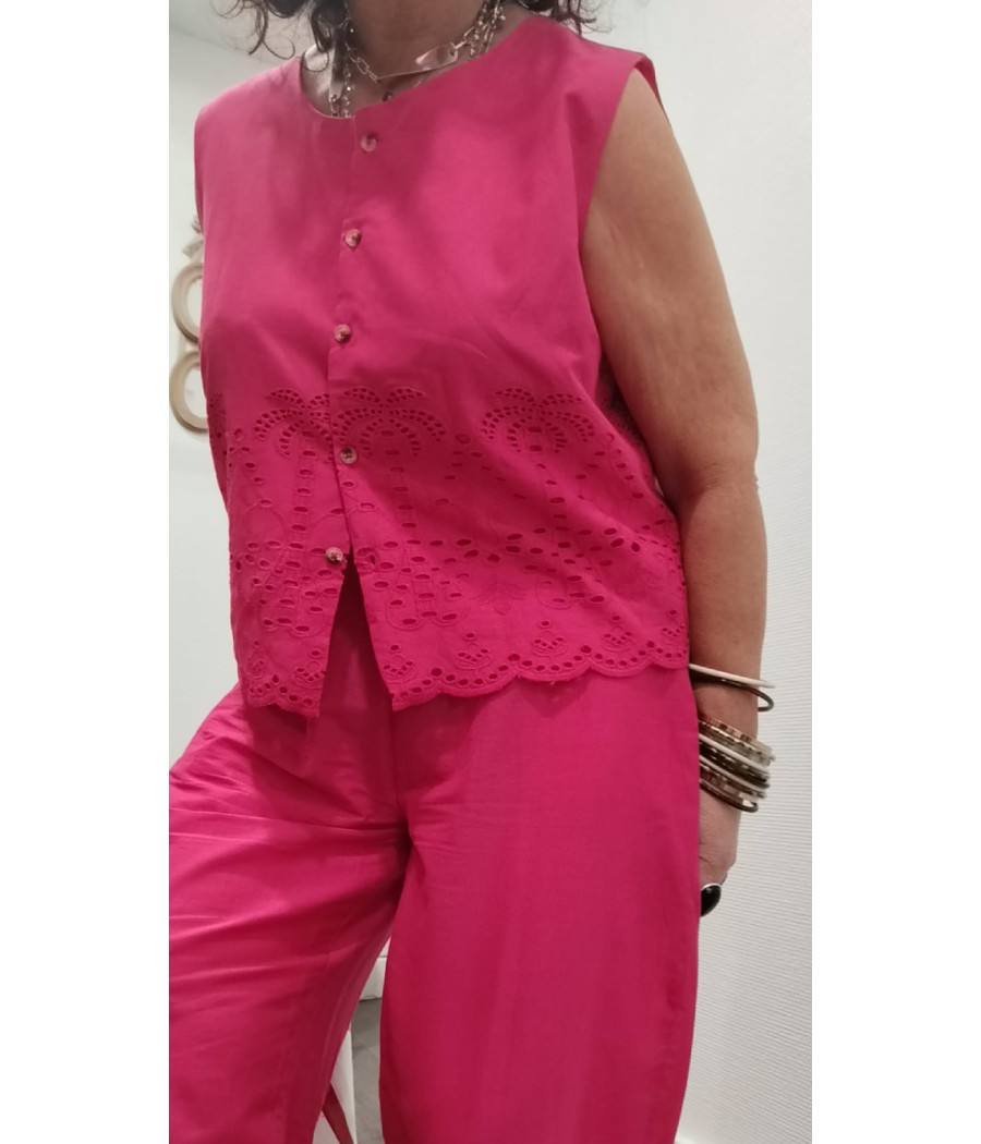 HAUT – GILET GARÇON REVISITÉ FUCHSIA MDM