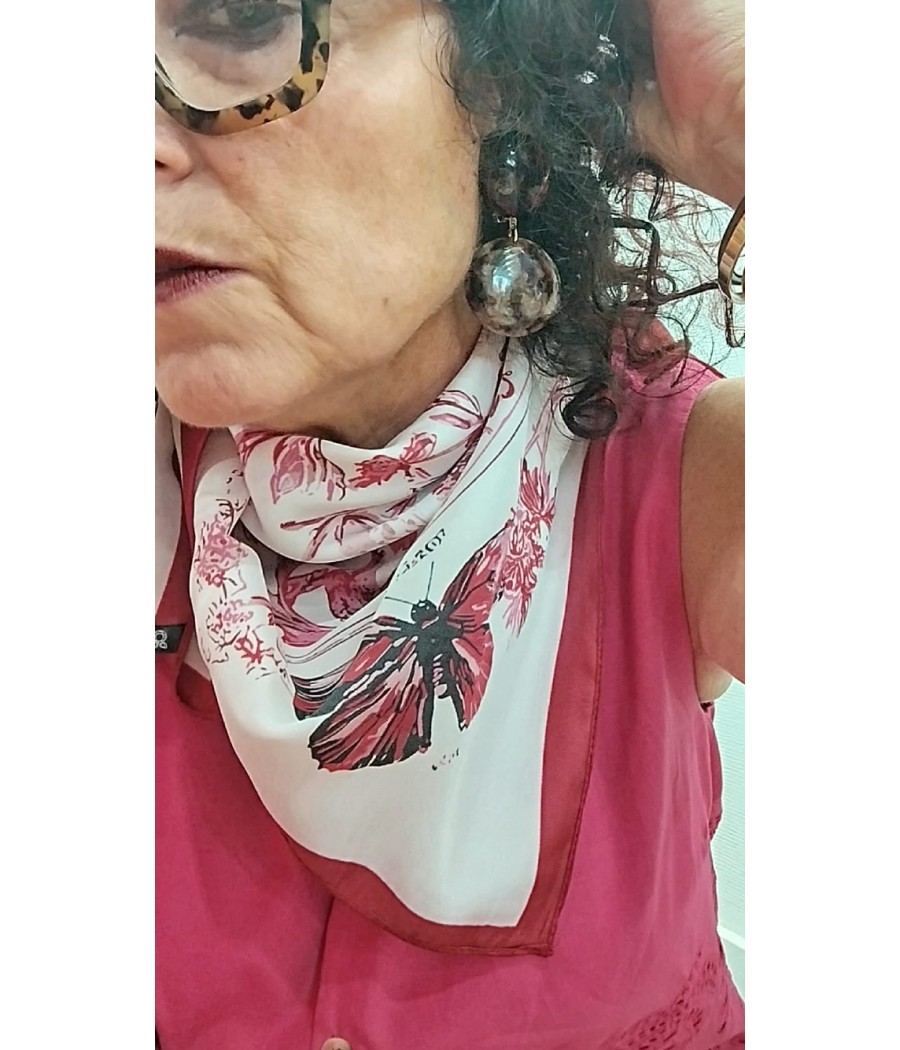 FOULARD IMPRIMÉ FLORAL & PAPILLONS