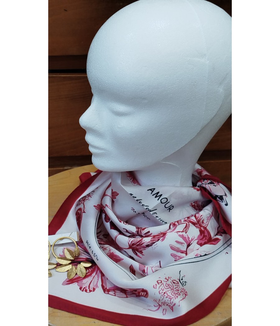 FOULARD IMPRIMÉ FLORAL & PAPILLONS