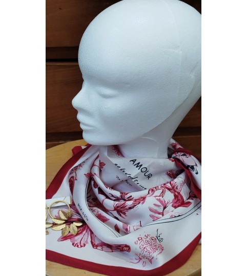 FOULARD IMPRIMÉ FLORAL & PAPILLONS