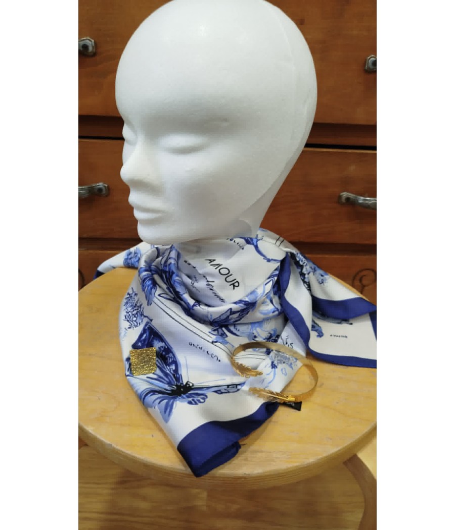 FOULARD IMPRIMÉ FLORAL & PAPILLONS