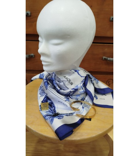 FOULARD IMPRIMÉ FLORAL & PAPILLONS