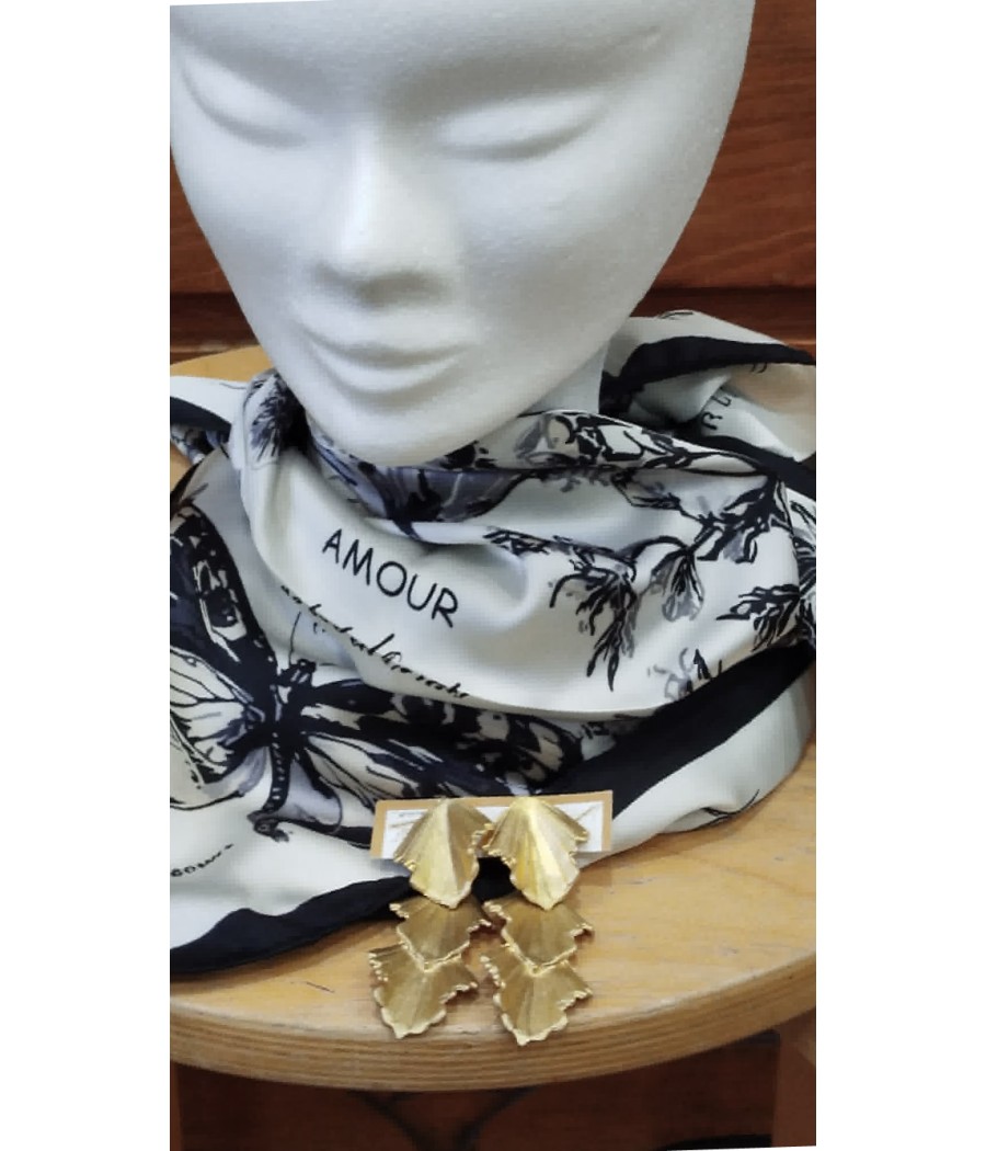 FOULARD IMPRIMÉ FLORAL & PAPILLONS