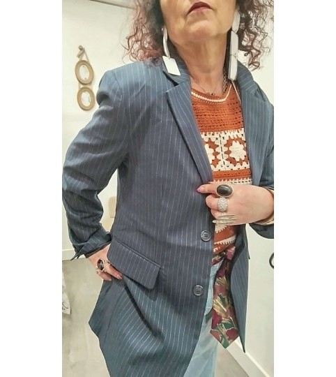 BLAZER RAYÉ BLEU FEMME – MODÈLE LORELIE BY CREAM