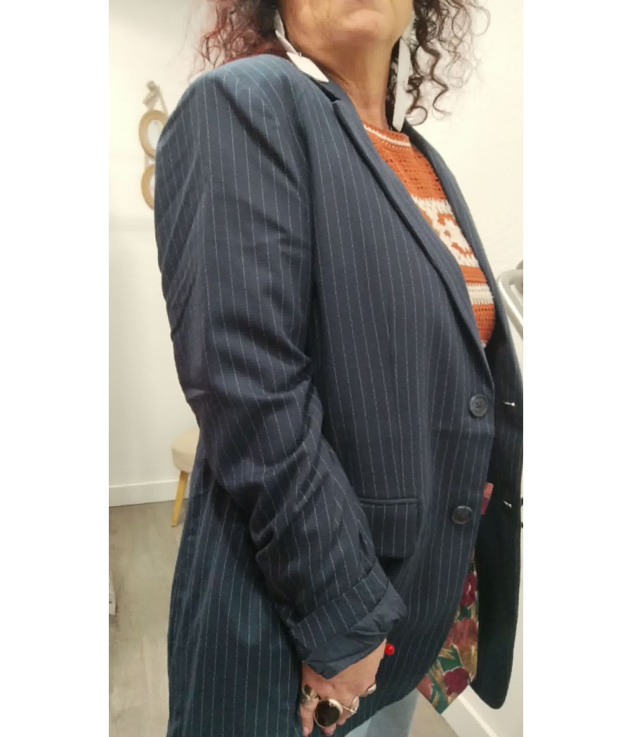 BLAZER RAYÉ BLEU FEMME – MODÈLE LORELIE BY CREAM