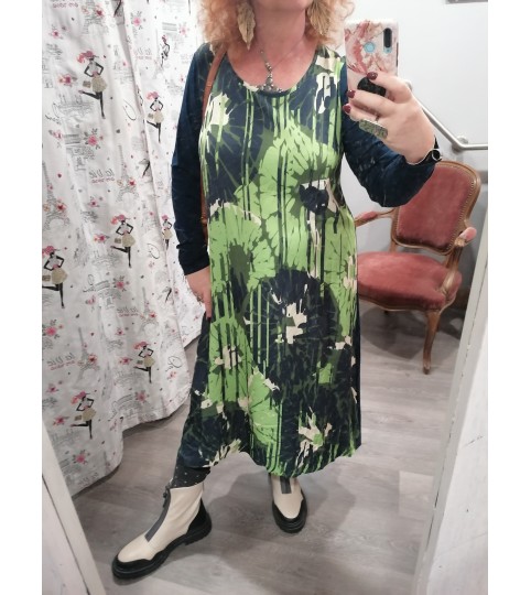 Robe longue imprimé vert Madras G'Ozé