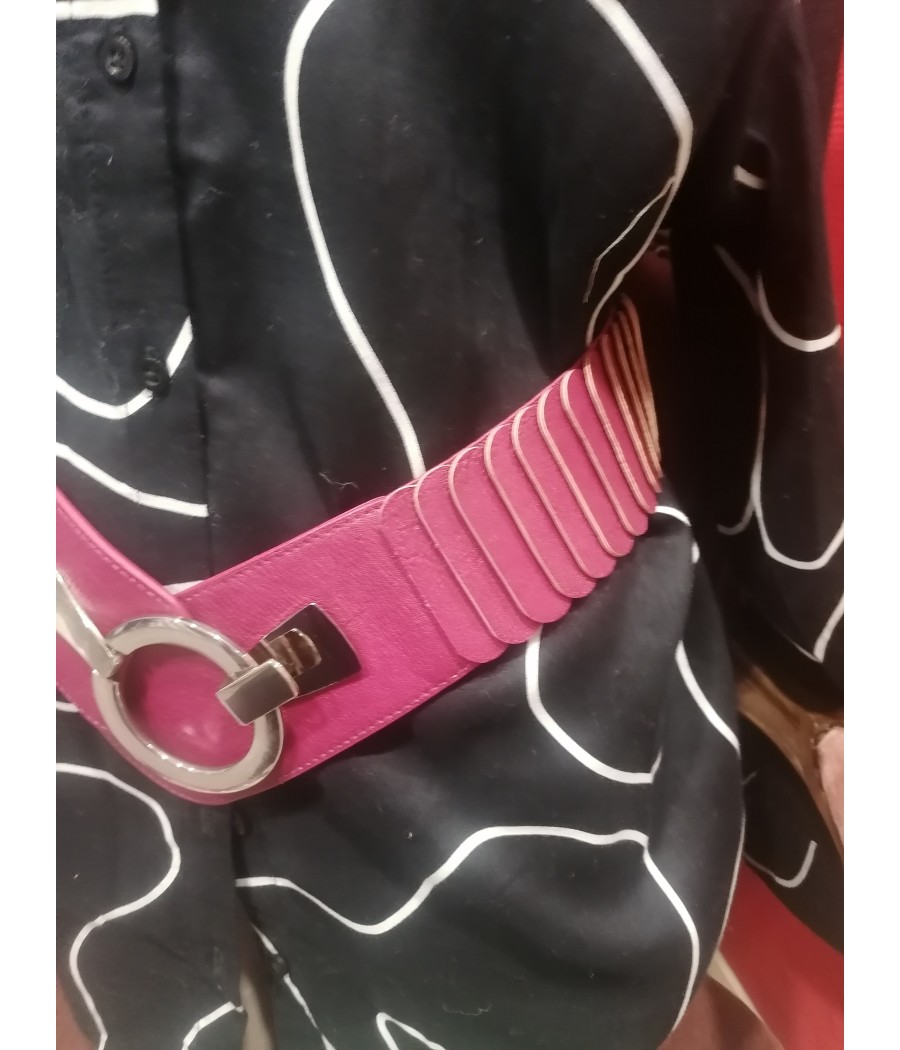 ceinture - élastique - avec - fermoir - anneau - argenté - rougefantomasnoir.com