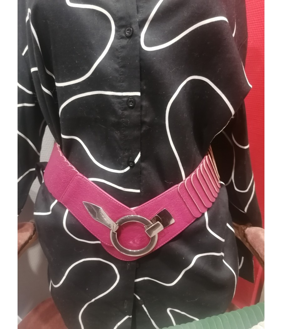 ceinture - élastique - avec - fermoir - anneau - argenté - rougefantomasnoir.com