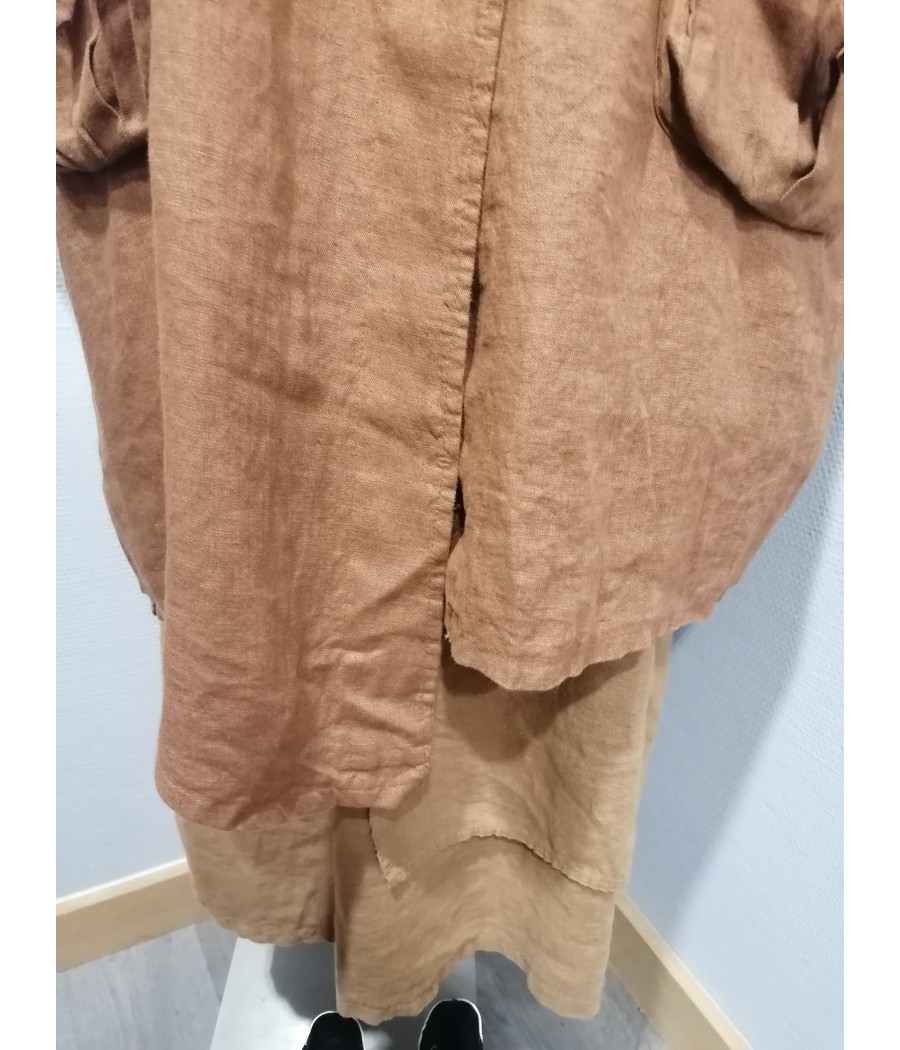 manteau - veste - long - asymétrique - en - lin - sabini - rougefantomasnoir.com