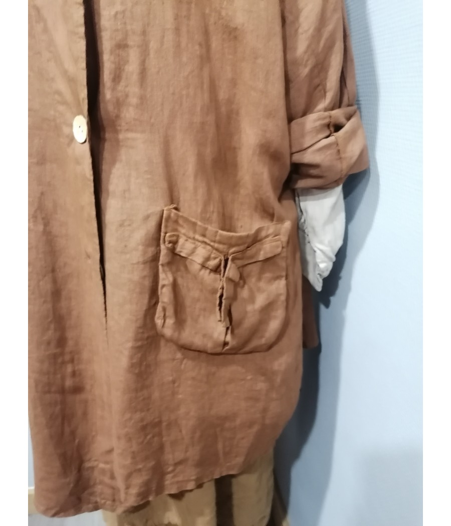 manteau - veste - long - asymétrique - en - lin - sabini - rougefantomasnoir.com