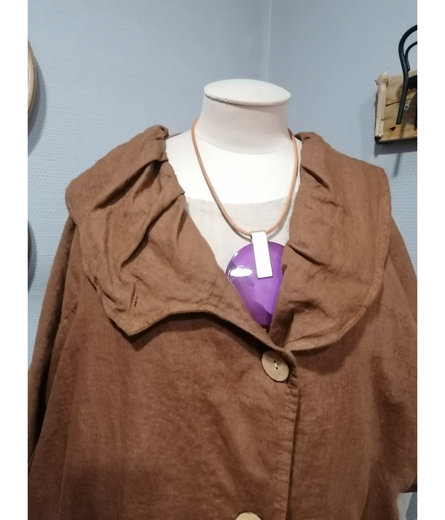 manteau - veste - long - asymétrique - en - lin - sabini - rougefantomasnoir.com