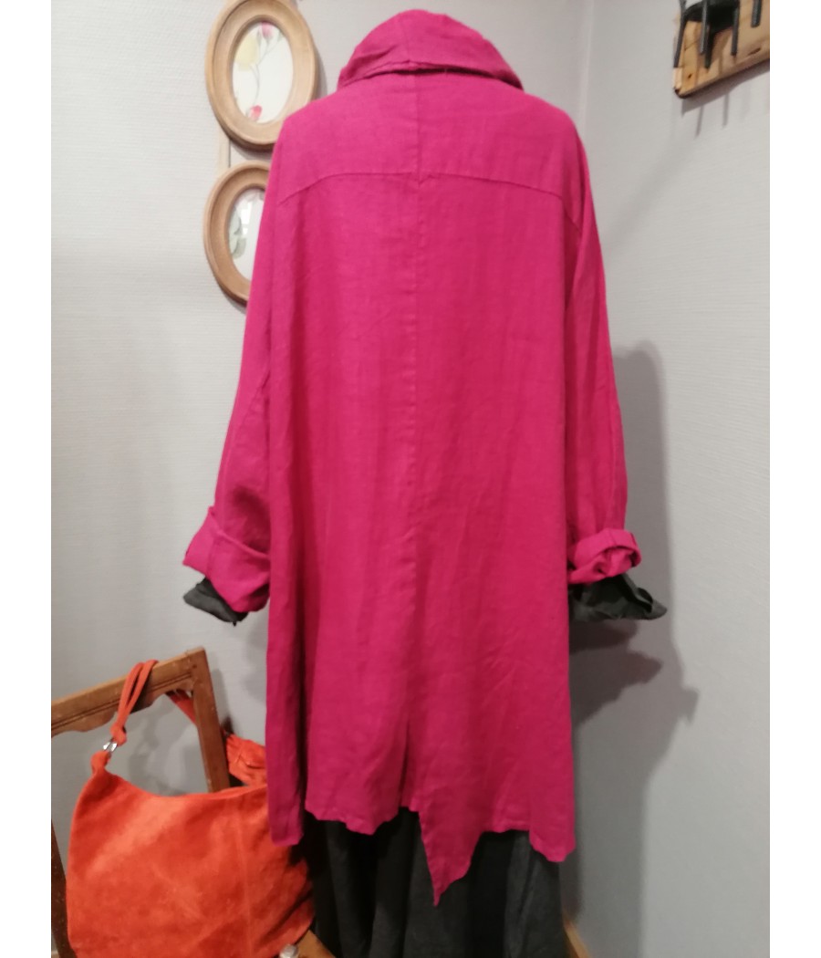 manteau - veste - long - asymétrique - en - lin - sabini - rougefantomasnoir.com