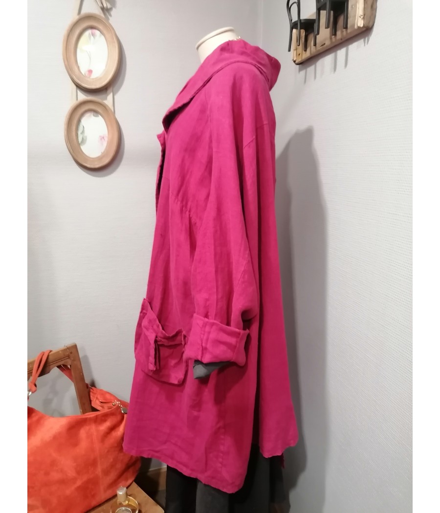 manteau - veste - long - asymétrique - en - lin - sabini - rougefantomasnoir.com