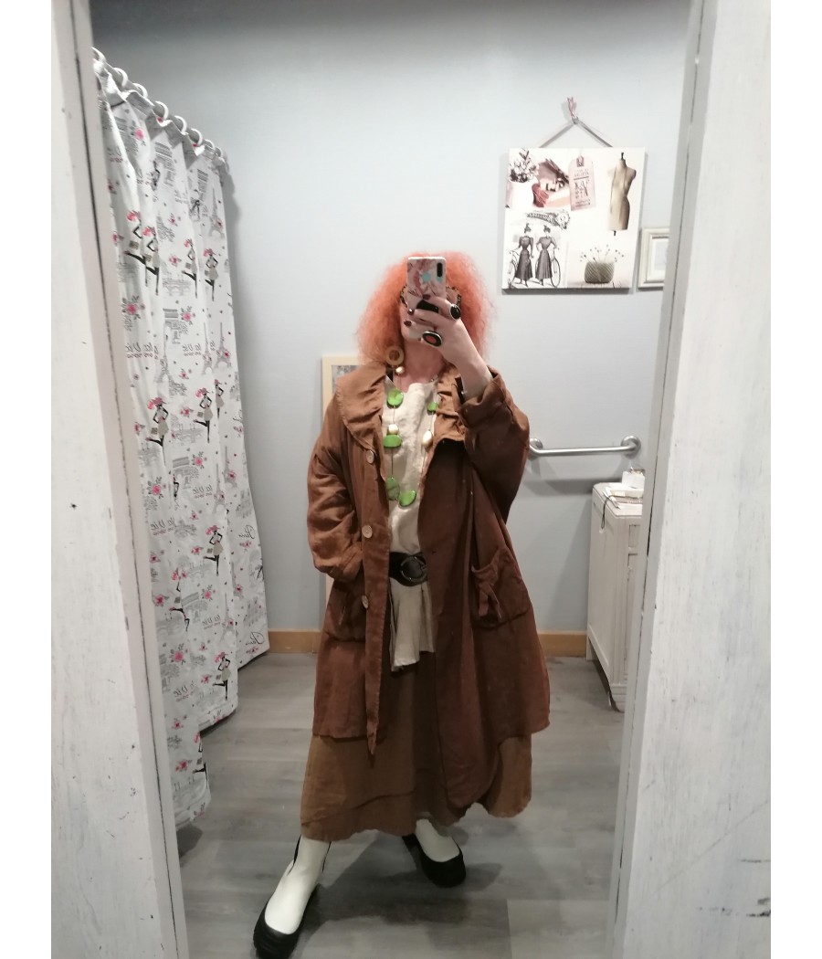 manteau - veste - long - asymétrique - en - lin - sabini - rougefantomasnoir.com