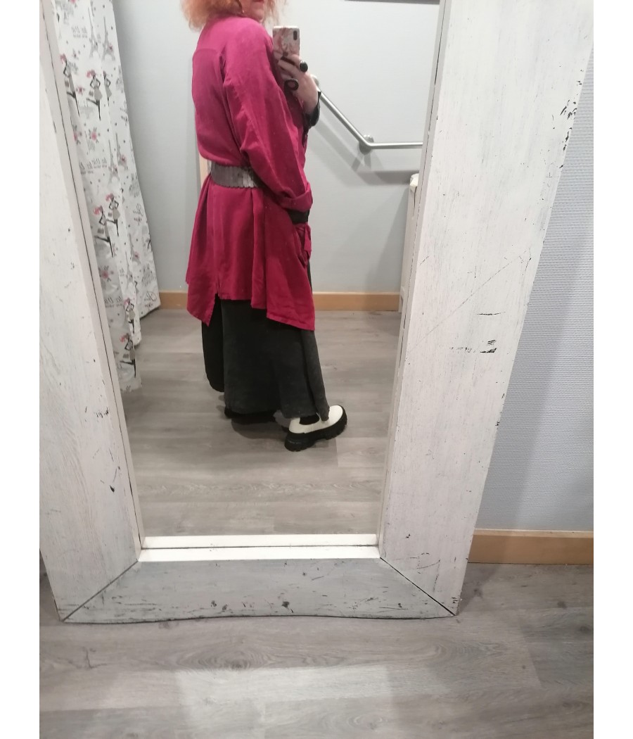 manteau - veste - long - asymétrique - en - lin - sabini - rougefantomasnoir.com