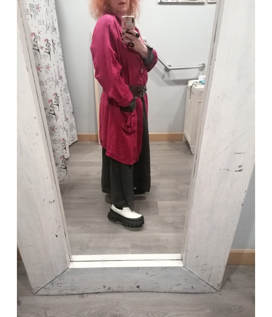 manteau - veste - long - asymétrique - en - lin - sabini - rougefantomasnoir.com