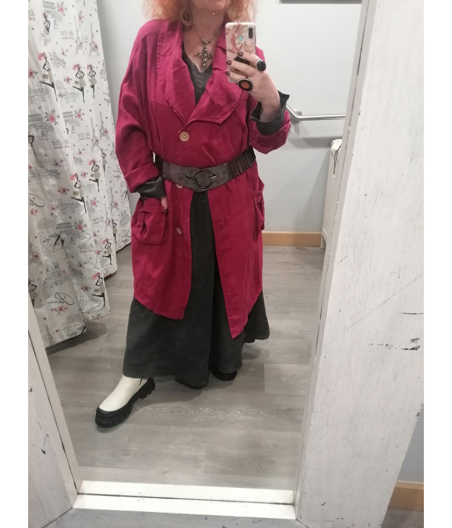 manteau - veste - long - asymétrique - en - lin - sabini - rougefantomasnoir.com
