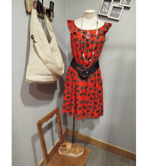 Robe fluide à bretelle Garonne imprimé cocot Bla Bla