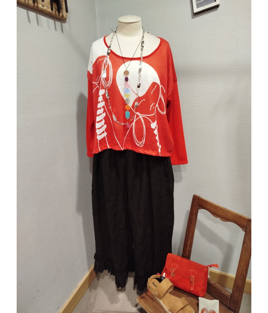pantalon - en - linh - à - jambes - larges - sabini - rougefantomasnoir.com