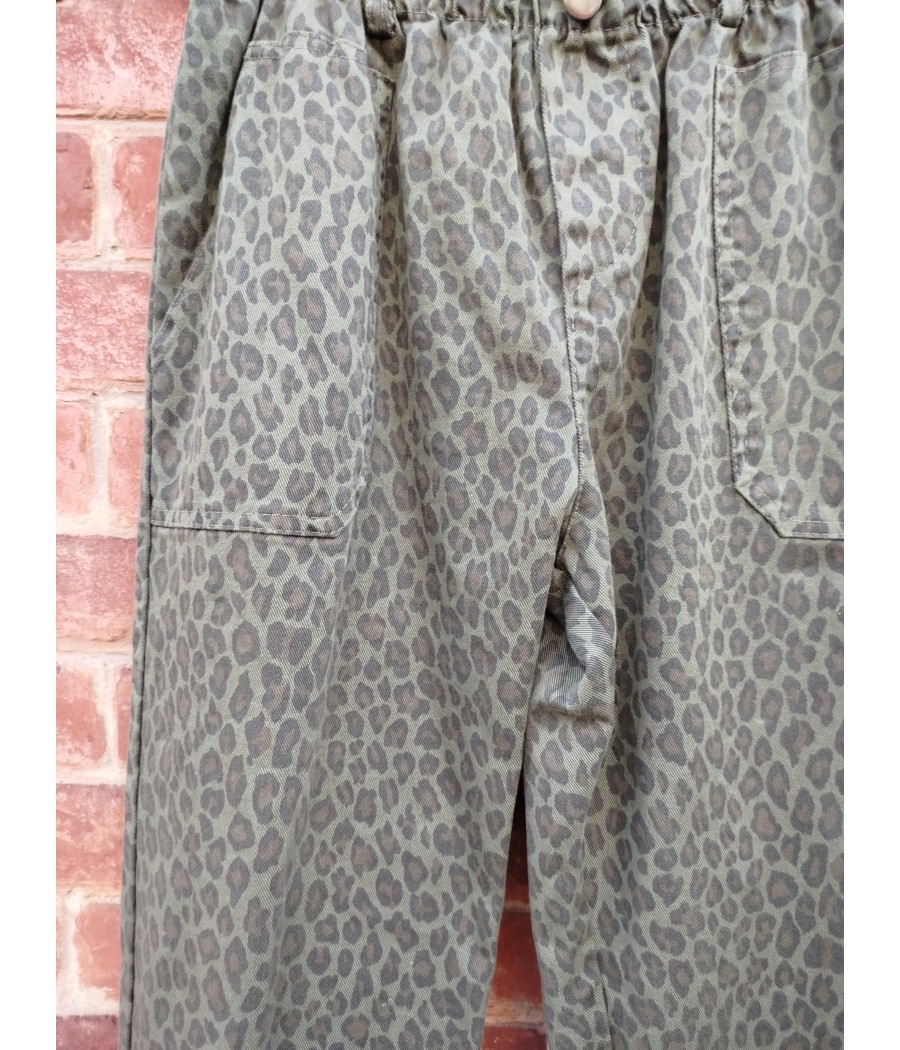 pantalon - imprimé - léopard - taille - haute - élastique - april- vintage - rougefantomasnoir.com