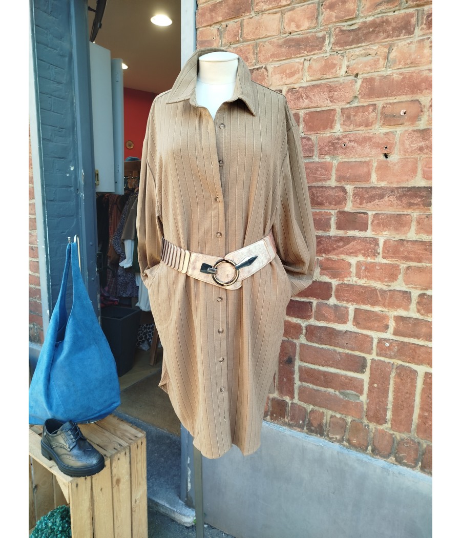 Robe chemise camel...