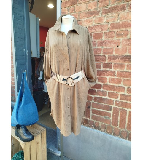 Robe chemise camel powerfull Rue Mazarine