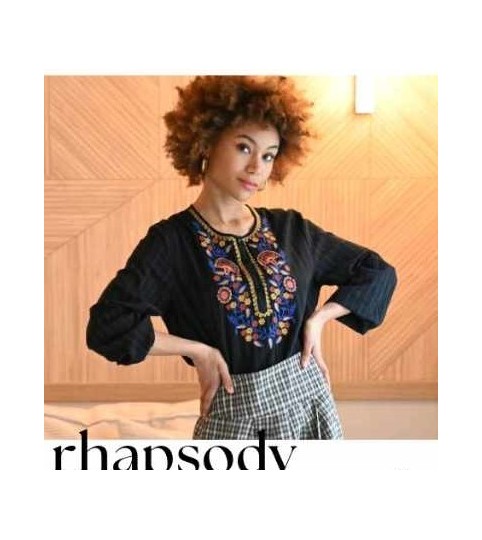 Blouse Rhapsody noir et broderie  Rue Mazarine