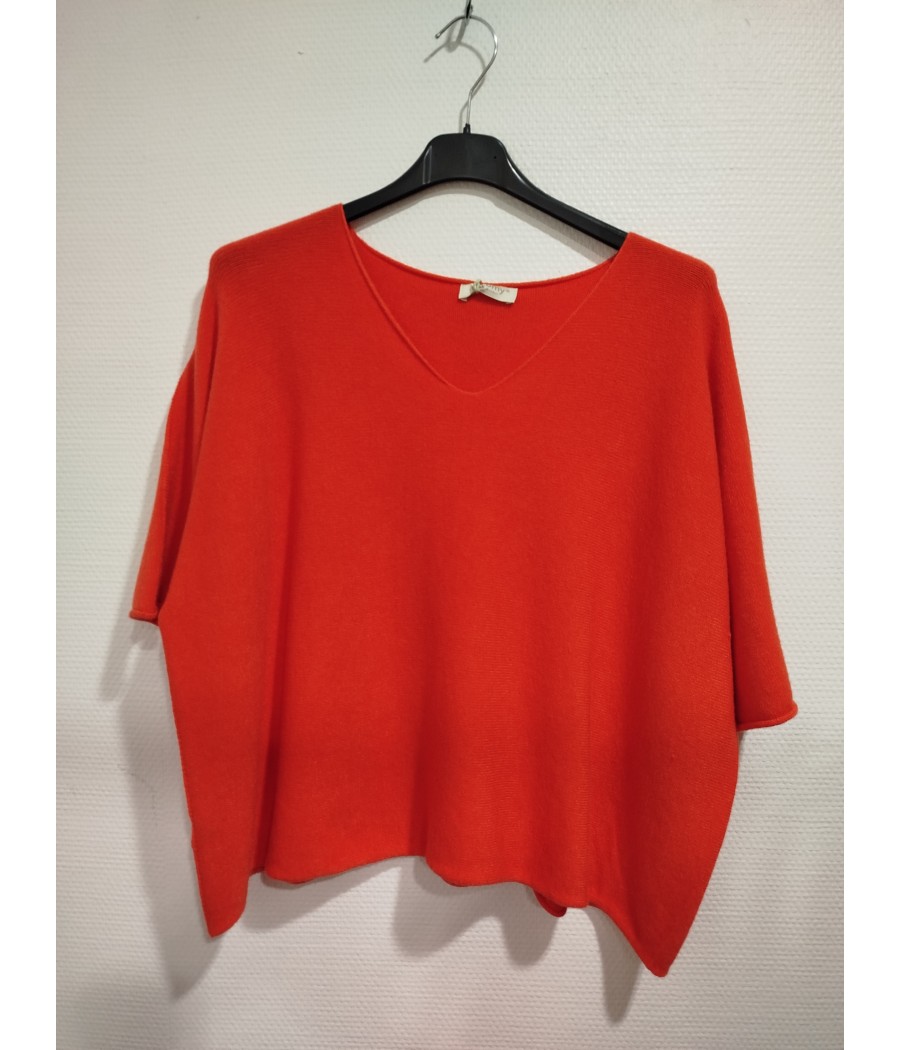 Pull à manches courtes et col en v divers coloris rougefantomasnoir.com