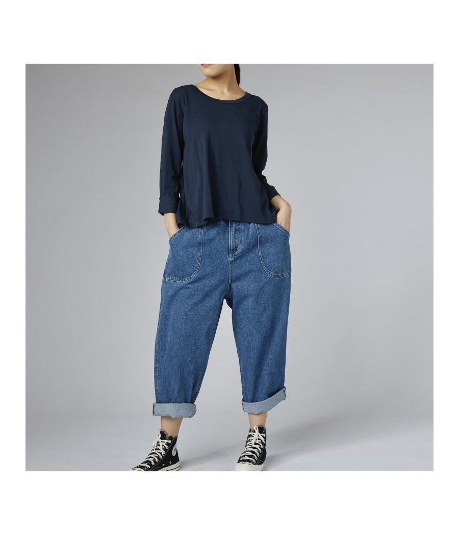 Jeans denim  en coton taille élastique Wendy Trendy