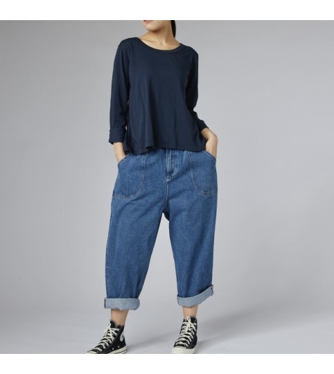 Jeans denim  en coton taille élastique Wendy Trendy