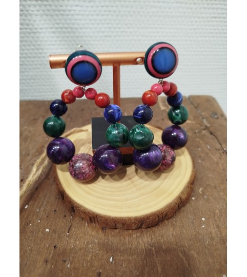 Boucles d'oreilles Bastille multicolore Francine Bramli