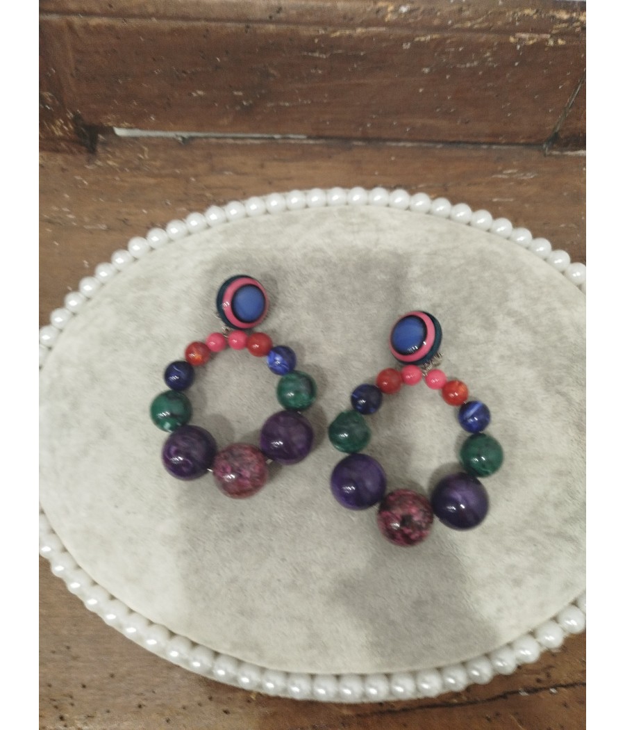 boucles d'oreilles - bastille - multicolore - francine bramli - rougefantomasnoir.com