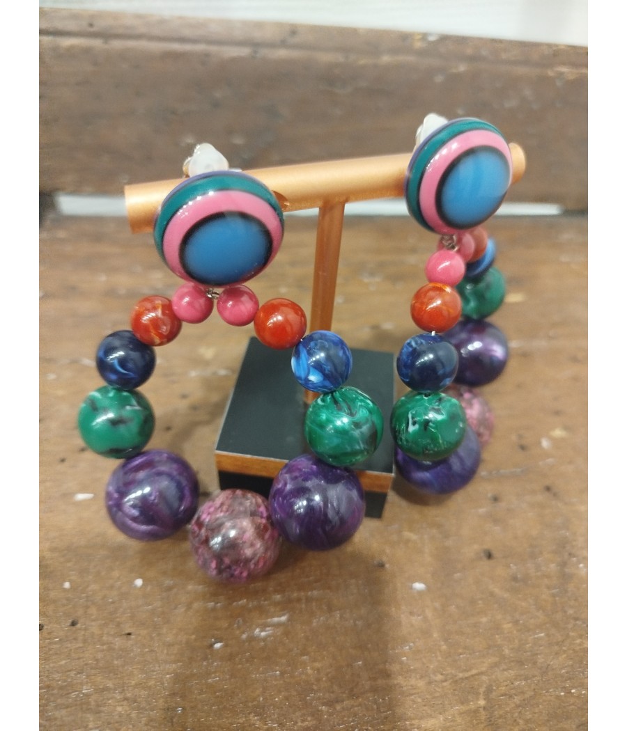 boucles d'oreilles - bastille - multicolore - francine bramli - rougefantomasnoir.com
