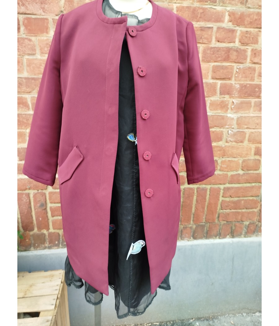 manteau - bordeaux - en seconde main - frnch - rougefantomasnoir.com