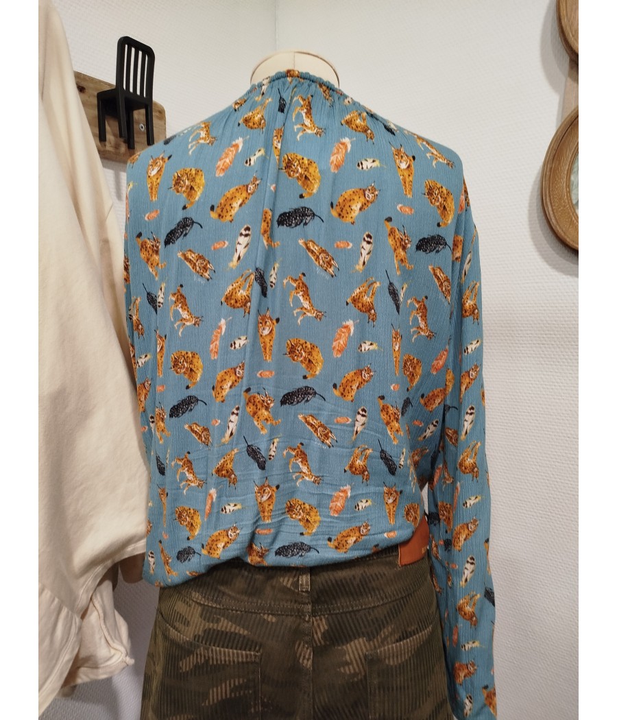 blouse  - motif - animaliers - en seconde main - nach - rougefantomasnoir.com