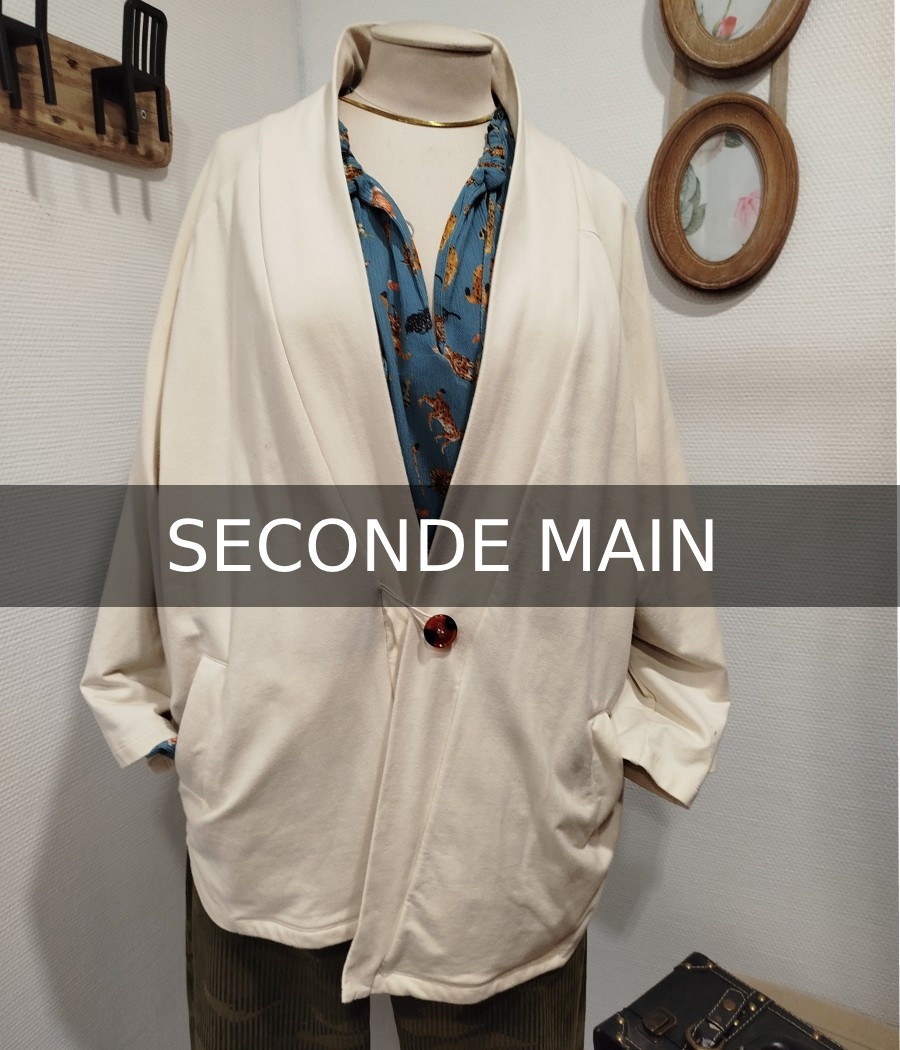 Veste en coton beige en seconde main Pan