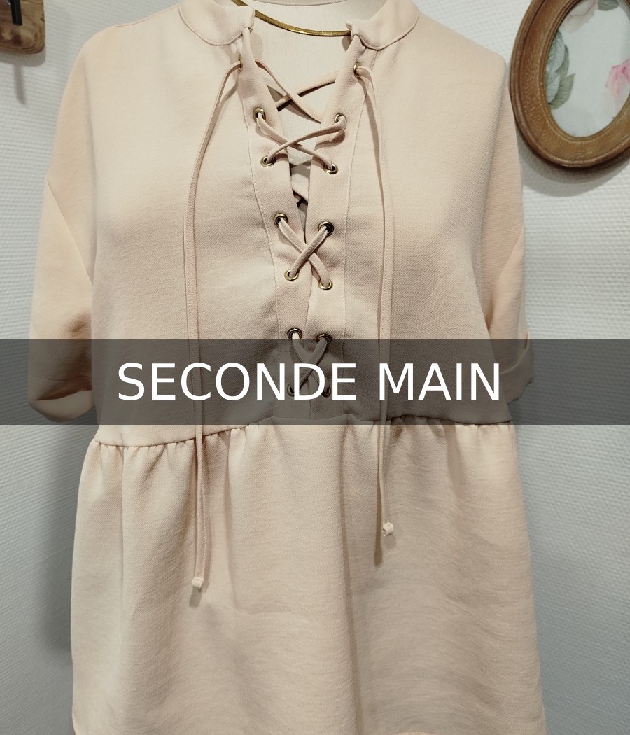 blouse beige - en seconde main - sézane - rougefantomasnoir.com