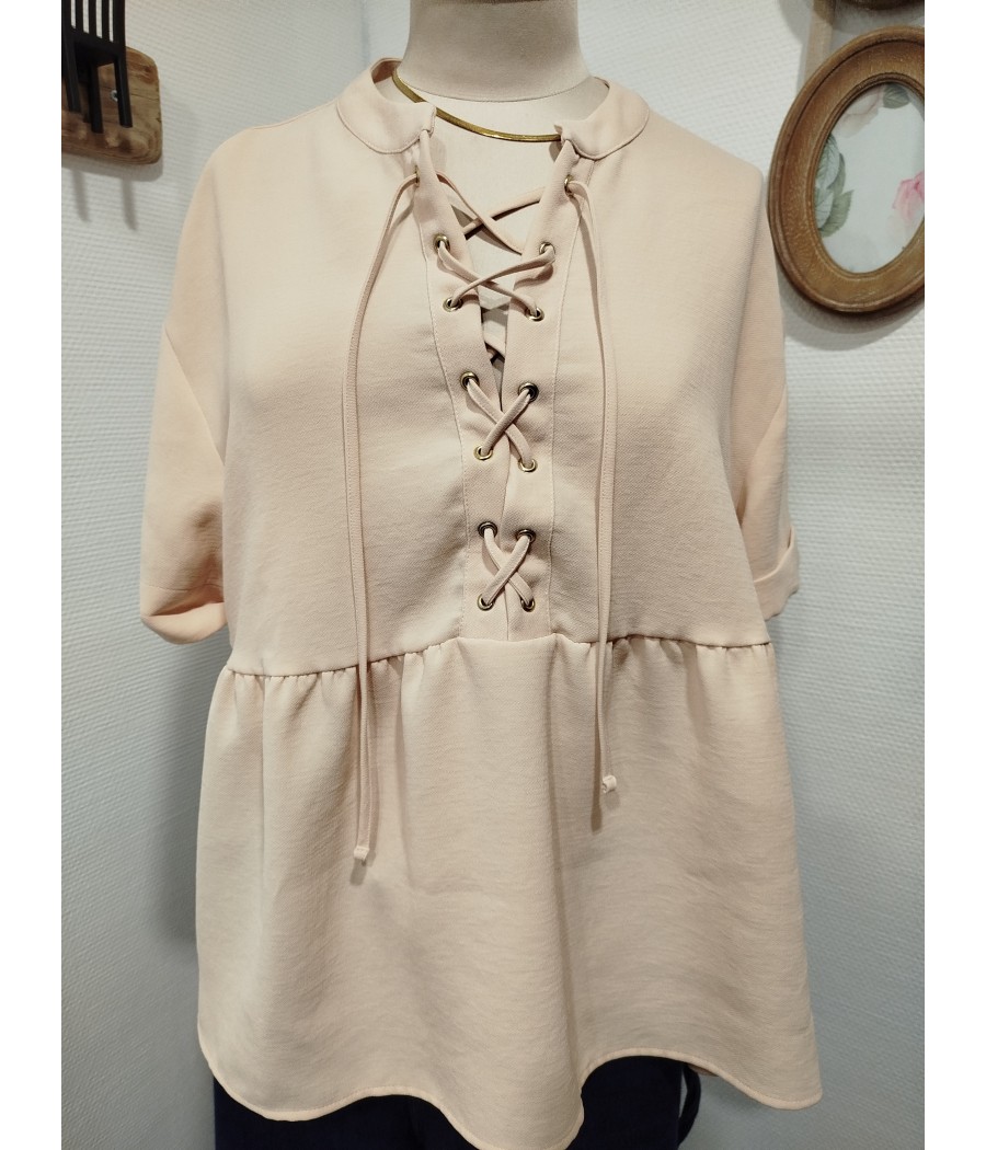 blouse beige - en seconde main - sézane - rougefantomasnoir.com