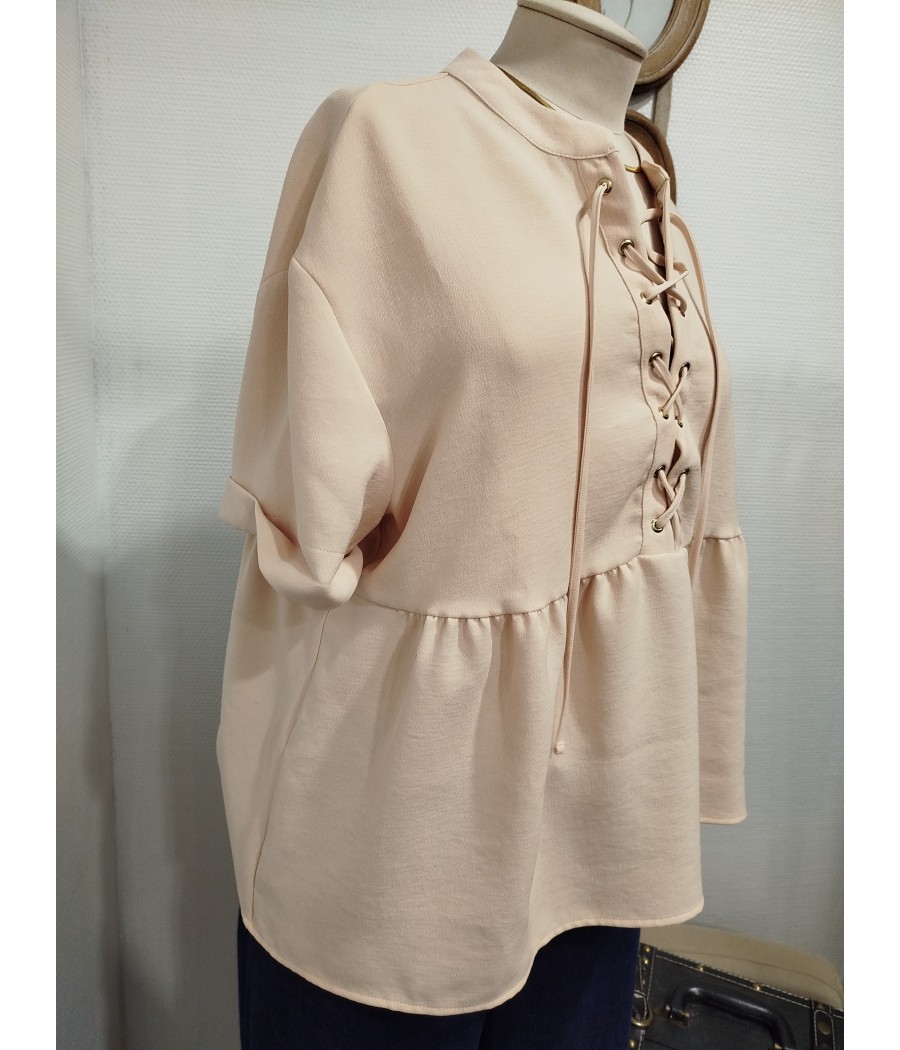 blouse beige - en seconde main - sézane - rougefantomasnoir.com