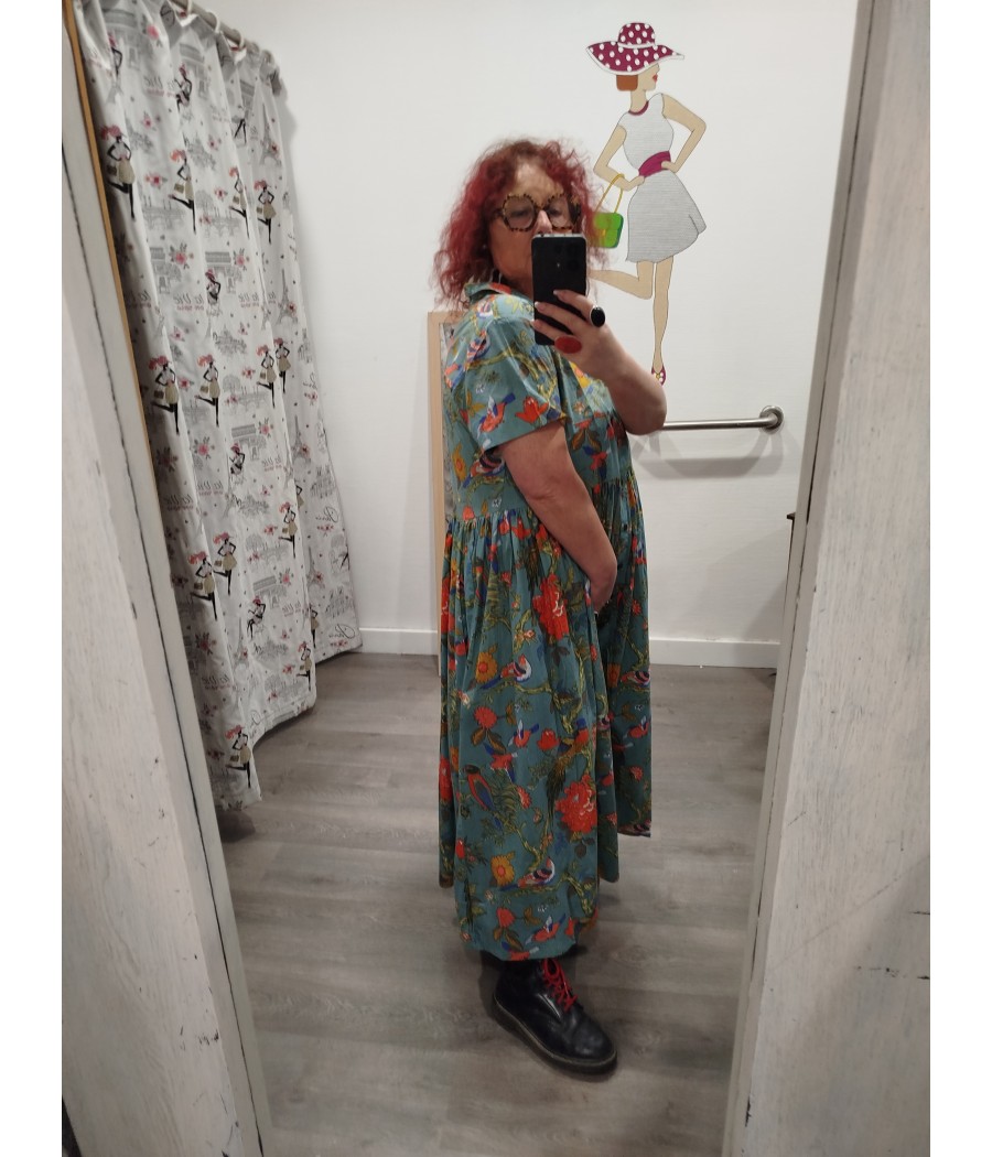 robe longue - ska - imprimé red bird - kali-yog - rougefantomasnoir.com