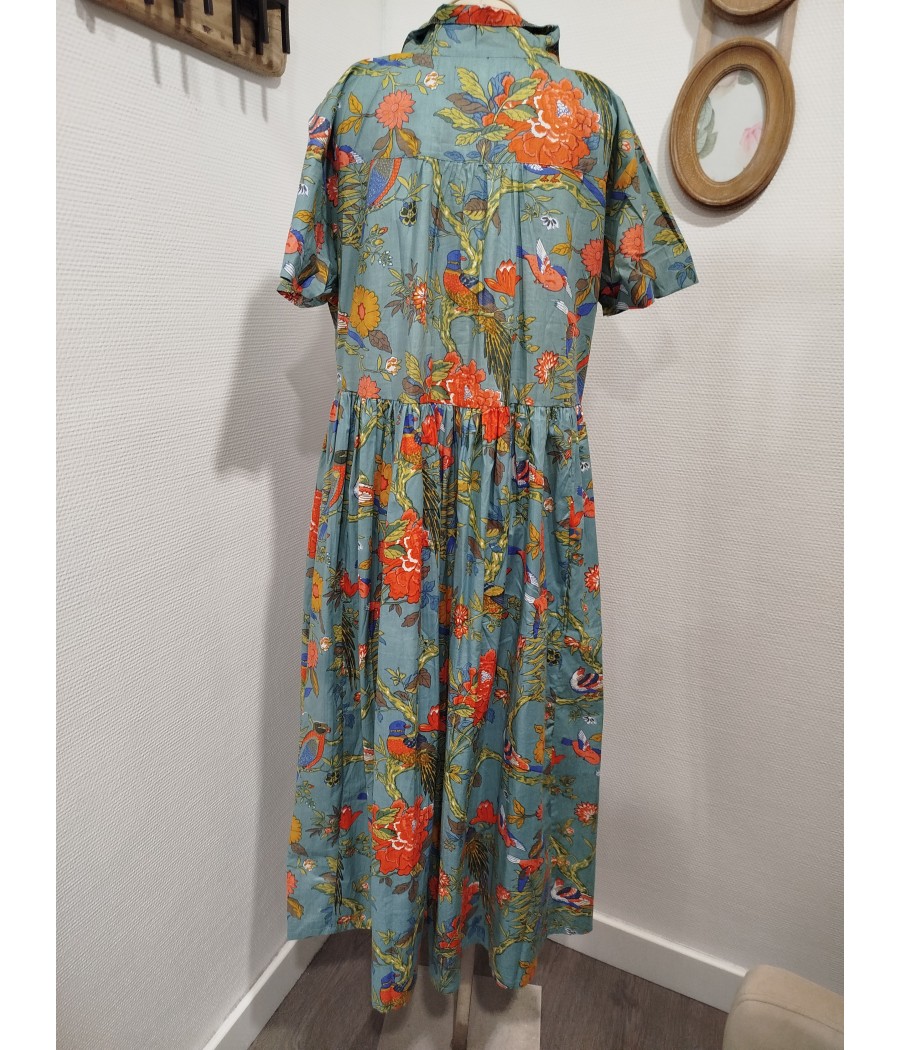 robe longue - ska - imprimé red bird - kali-yog - rougefantomasnoir.com