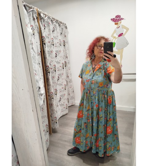 Robe longue Ska imprimé red bird Kali-Yog