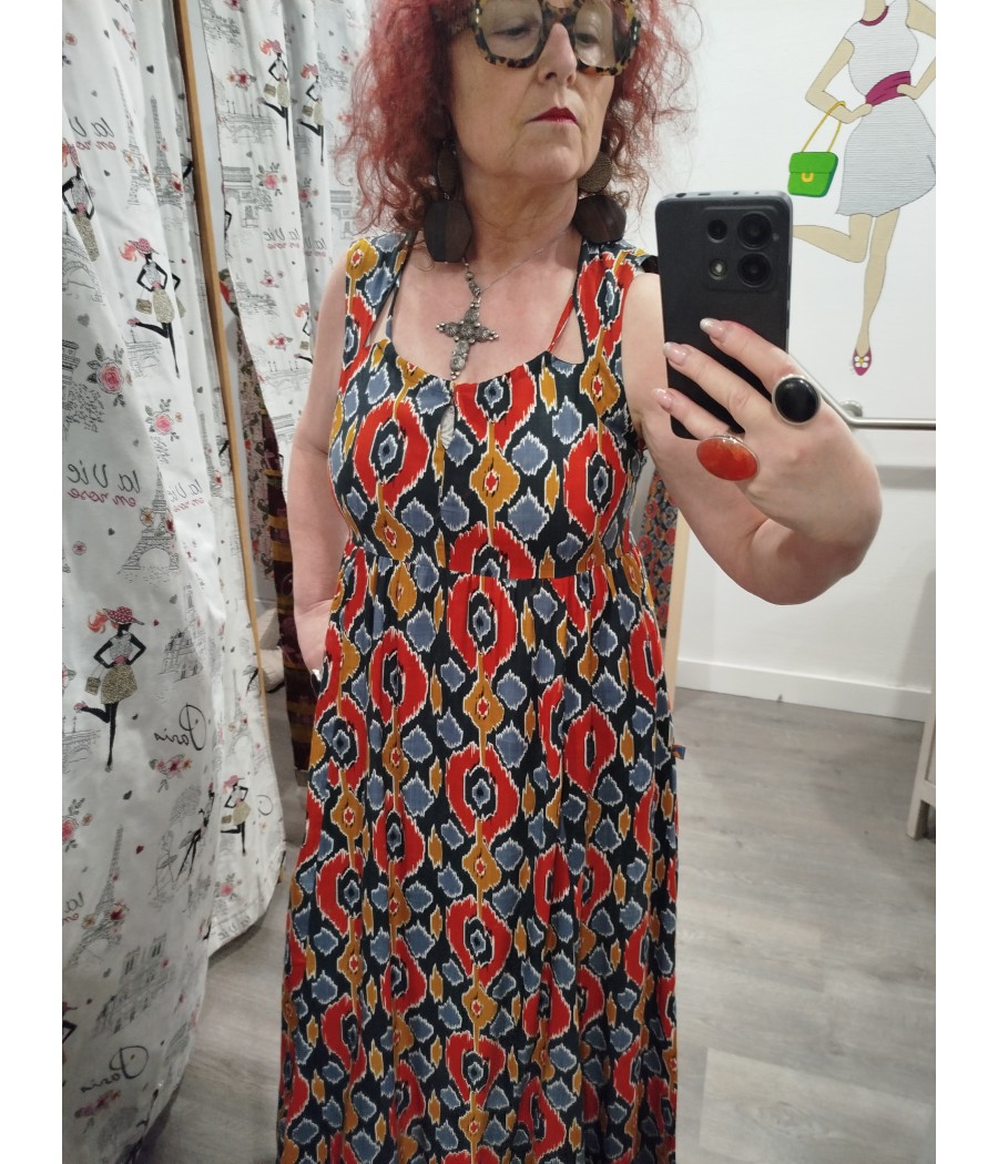 robe longue - à bretelle - Hipe - marque kali-yog - rougefantomasnoir.com
