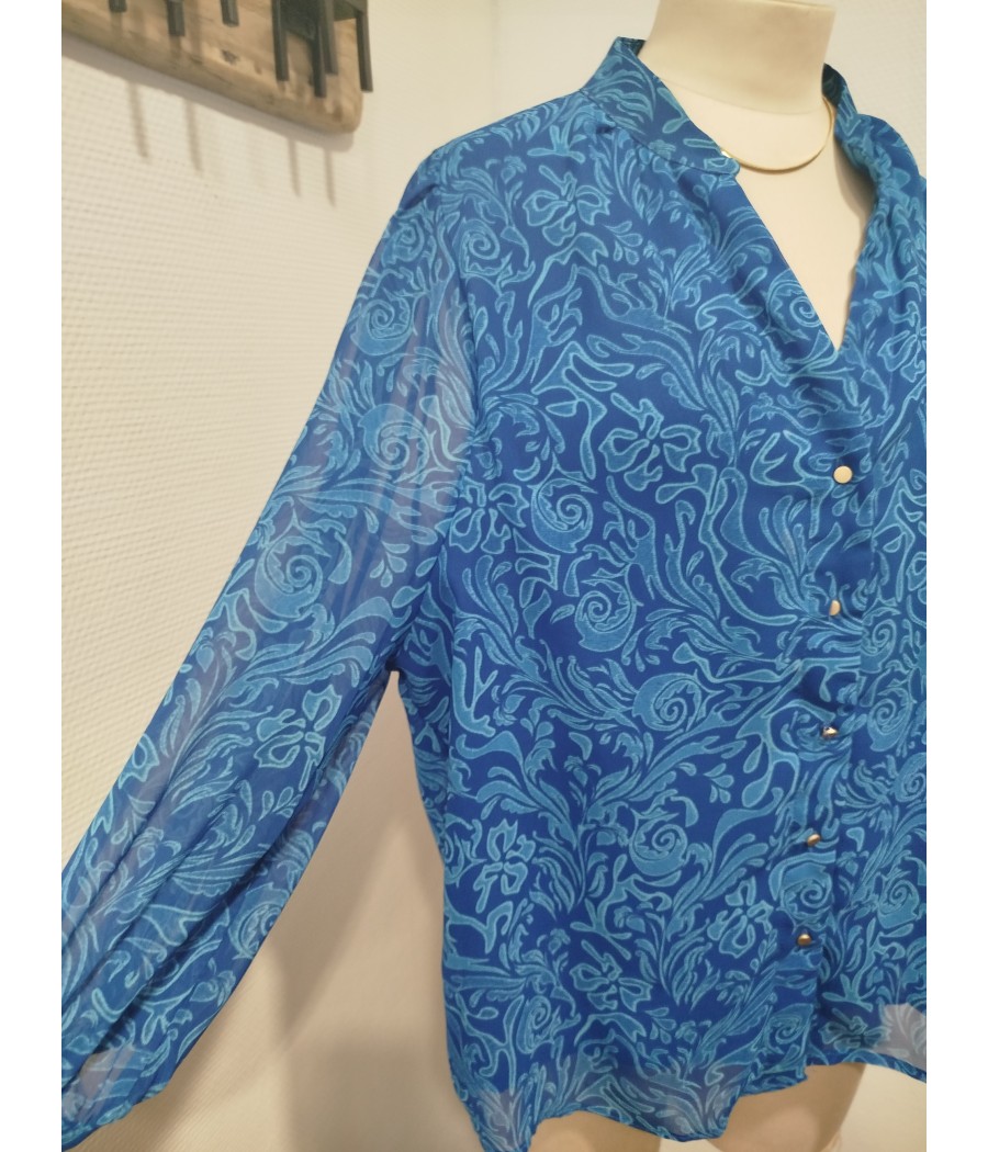 blouse bleu - en seconde main - marque emme ella - rougefantomasnoir.com
