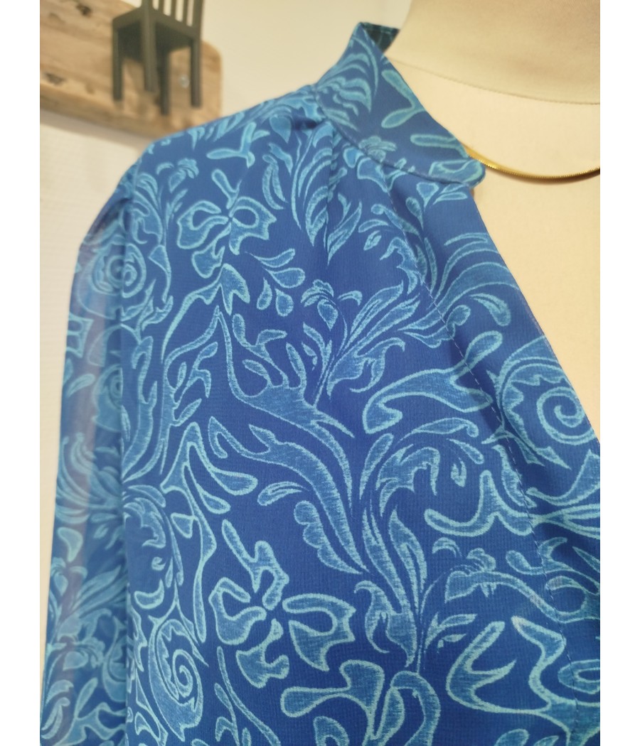 blouse bleu - en seconde main - marque emme ella - rougefantomasnoir.com