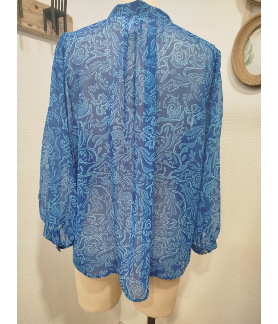 blouse bleu - en seconde main - marque emme ella - rougefantomasnoir.com